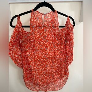 Veronica Beard Floral Cold-Shoulder Blouse